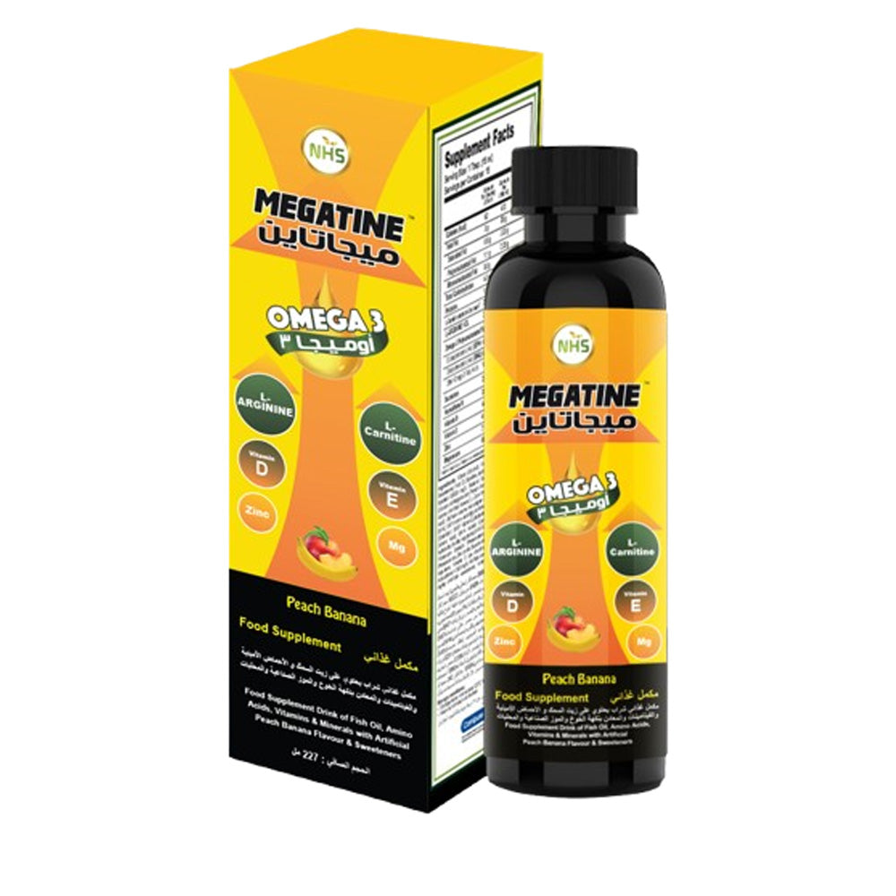 Megatine Omega 3 Fish Oil Peach and Banana Flavor 227 ml Syrup