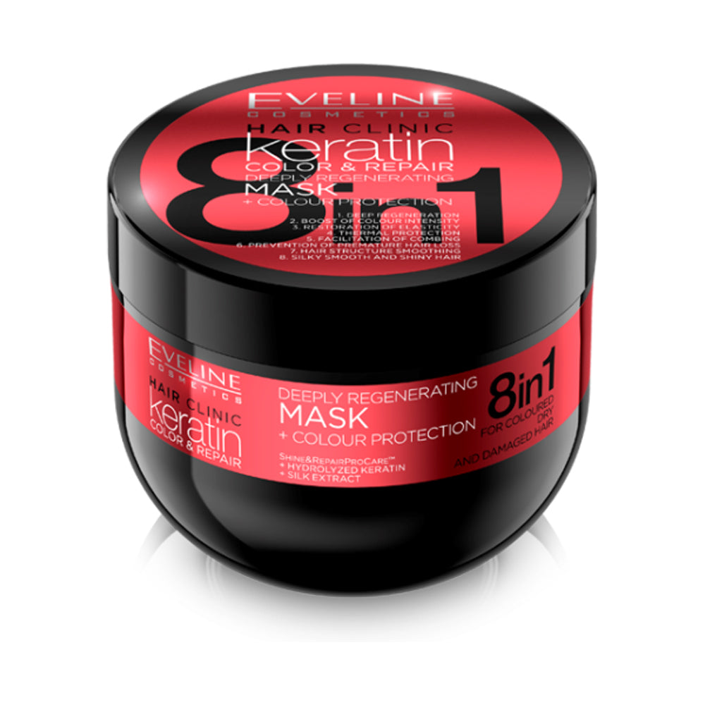 ماسك شعر بالكيراتين 8 في 1 تجديد وحماية الشعر الملون 500 مل من ايفلين |  صيدلية.كوم.