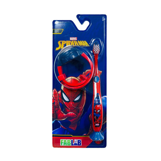 فاب لاب فرشاة أسنان ناعمة للأطفال سبايدرمان مع لعبة