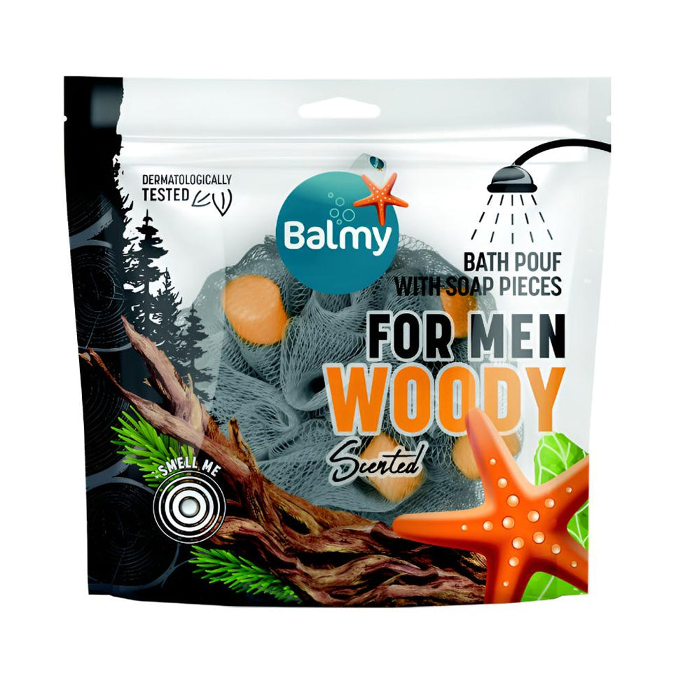 Balmy body sponge loofah with wood handle