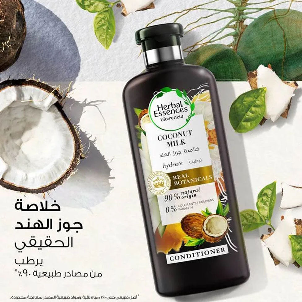 5- هيربل ايسنسز بلسم شعر بيو رنيو ترطيب بحليب جوز الهند 360 مل