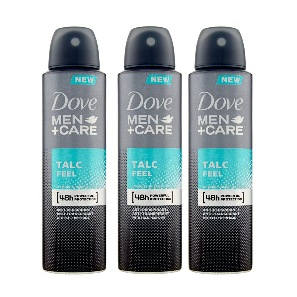 Dove Deodorant Spray for Men, Talco Feel, 150 ml x 3