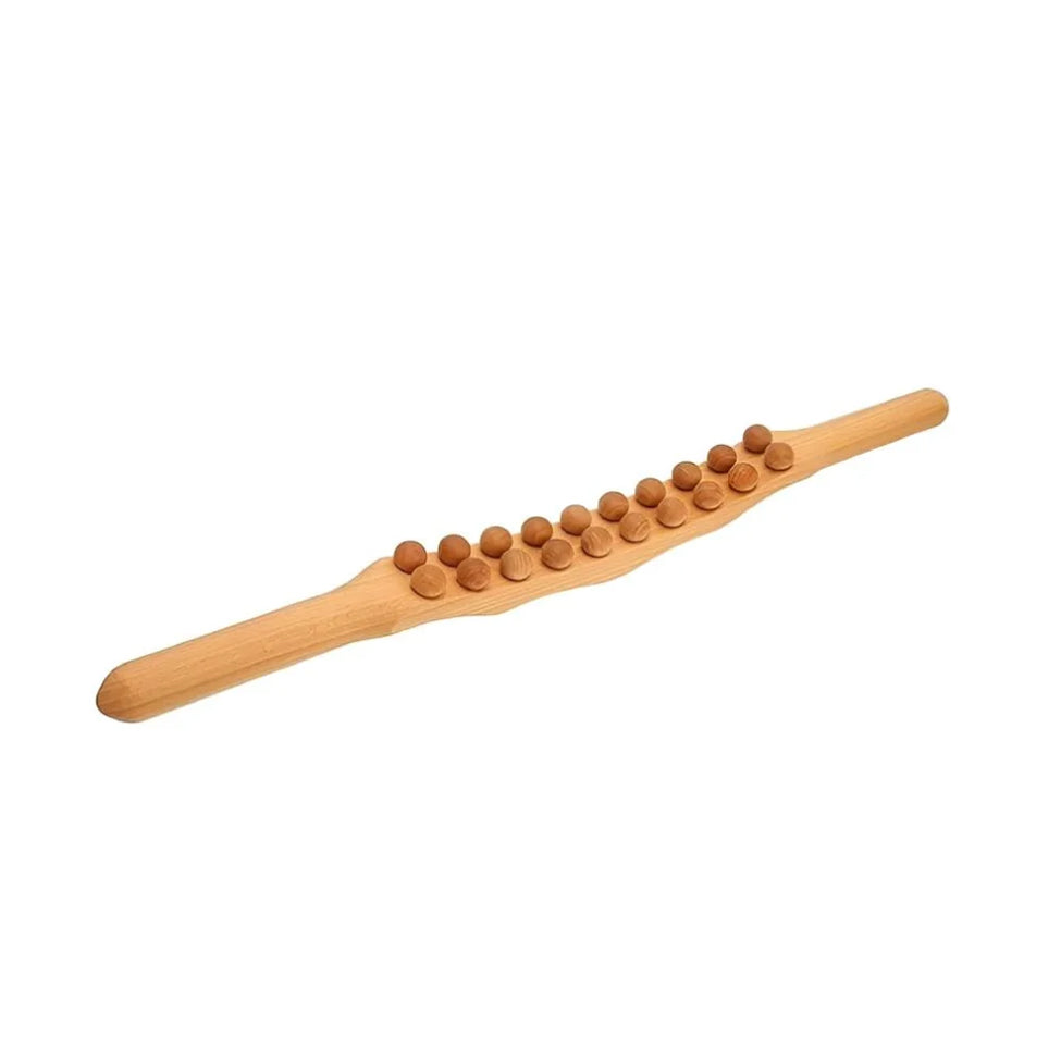 Max Dona Wooden Massage Tool with Rotating Wheels for the Body, Back, and Neck