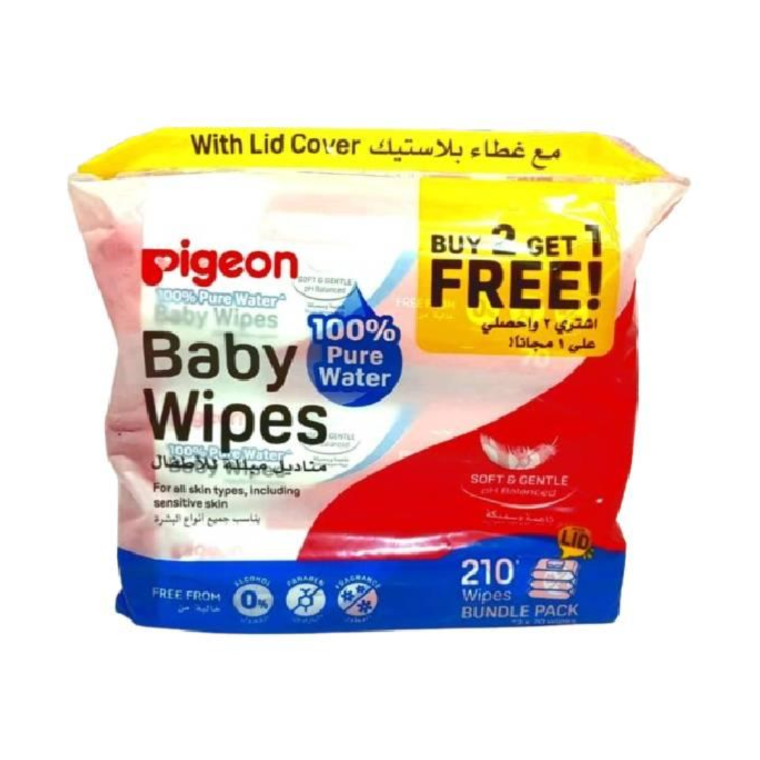 بيجون مناديل أطفال 210 منديل 2+1 مجانا بغطاء بلاستيك |  صيدلية.كوم.