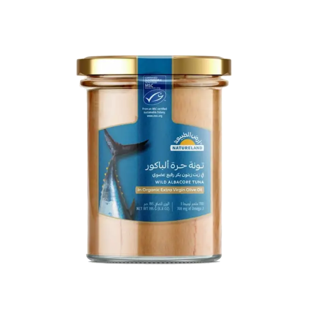 تونة باكور في زيت زيتون بكر عضوي من أرض الطبيعة 195 جم |  صيدلية.كوم.