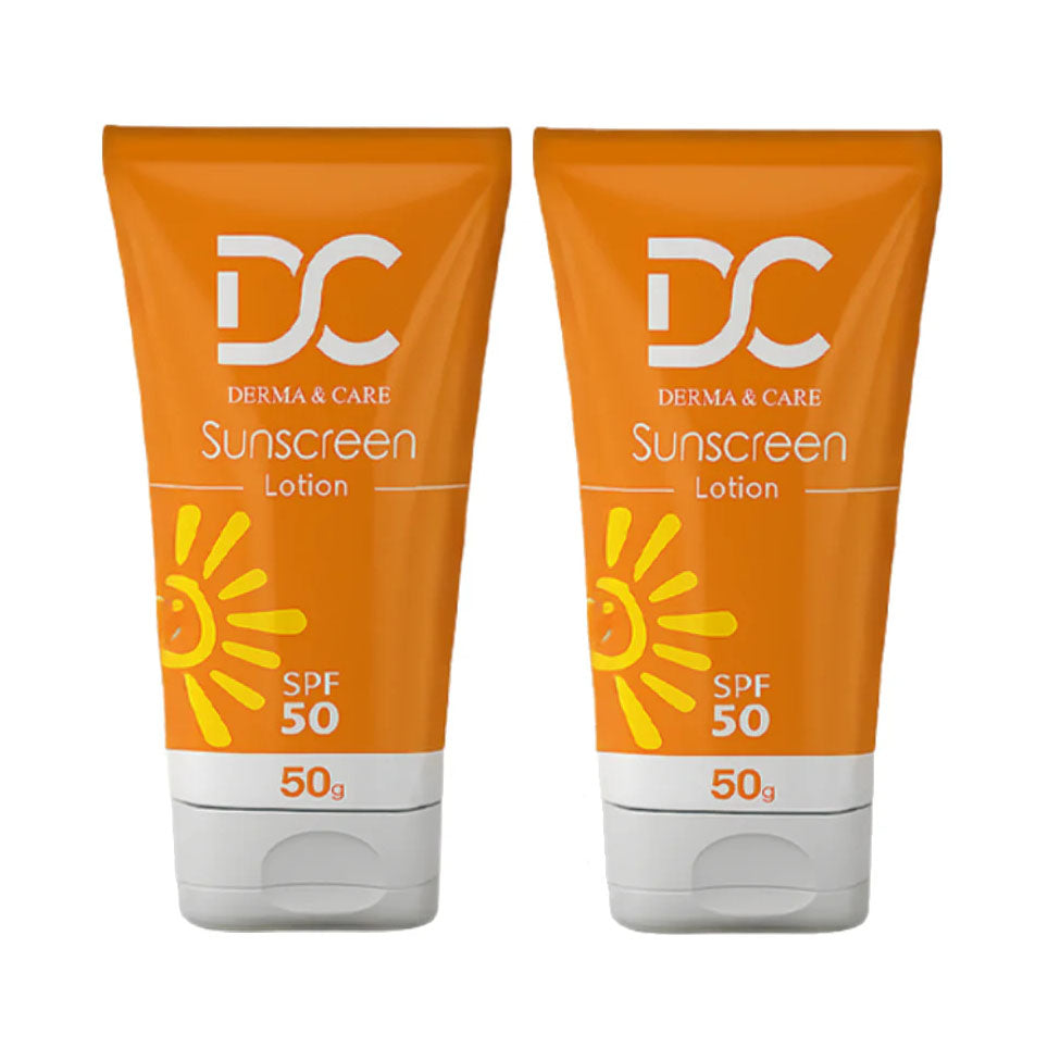 عرض لوشن واقي من الشمس بعامل حماية 50  حجم 50 جم من ديرما اند كير × 2 حبة |  صيدلية.كوم.
