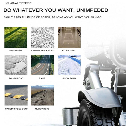 كرسي كهربائي قابل للطي خفيف الوزن - قوة مزدوجة - يتحمّل حتى 135 كجم