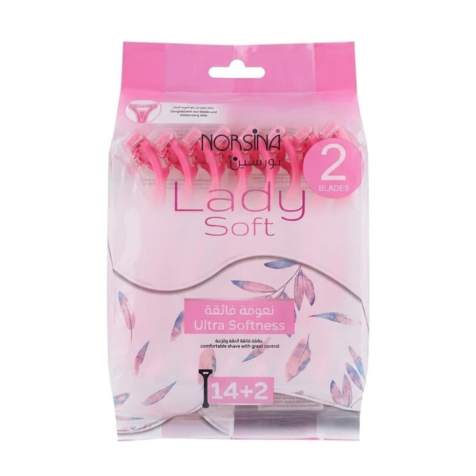 Noursina Amwas Women's Razor Lady Soft Ultra Smooth Pink, 14+2 Blades