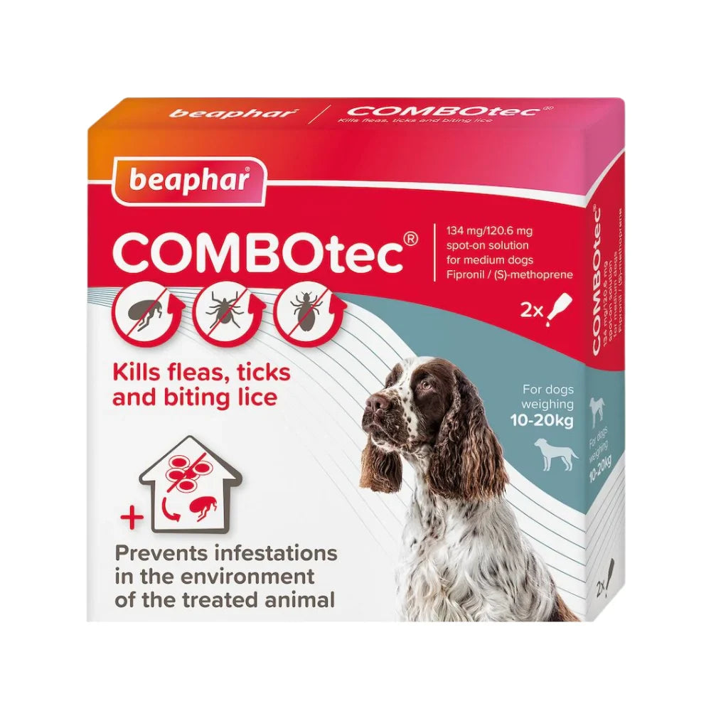 بيفار كومبوتيك قطرة لعلاج البراغيث والقراد والقمل للكلاب المتوسطة (20-10 كيلو) 134x2 مغ |  صيدلية.كوم.