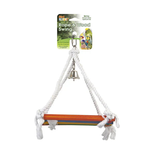 بن بلاكس ارجوحة من الحبال والخشب و جرس للطيور متوسطة الحجم |  صيدلية.كوم.