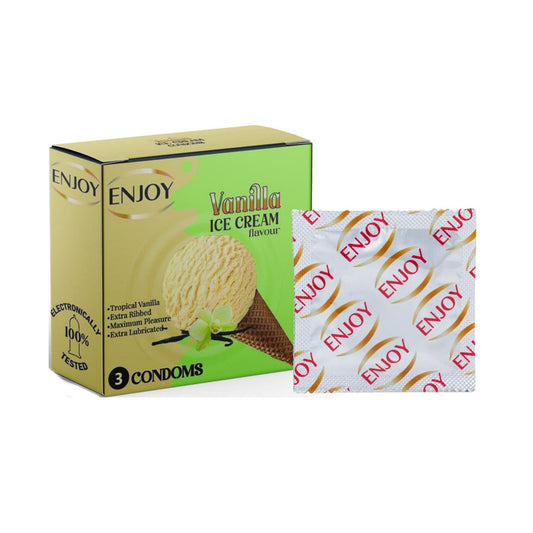 اينجوي واقي ذكري بنكهة ايس كريم الفانيلا بريميوم 3 قطعة |  صيدلية.كوم.