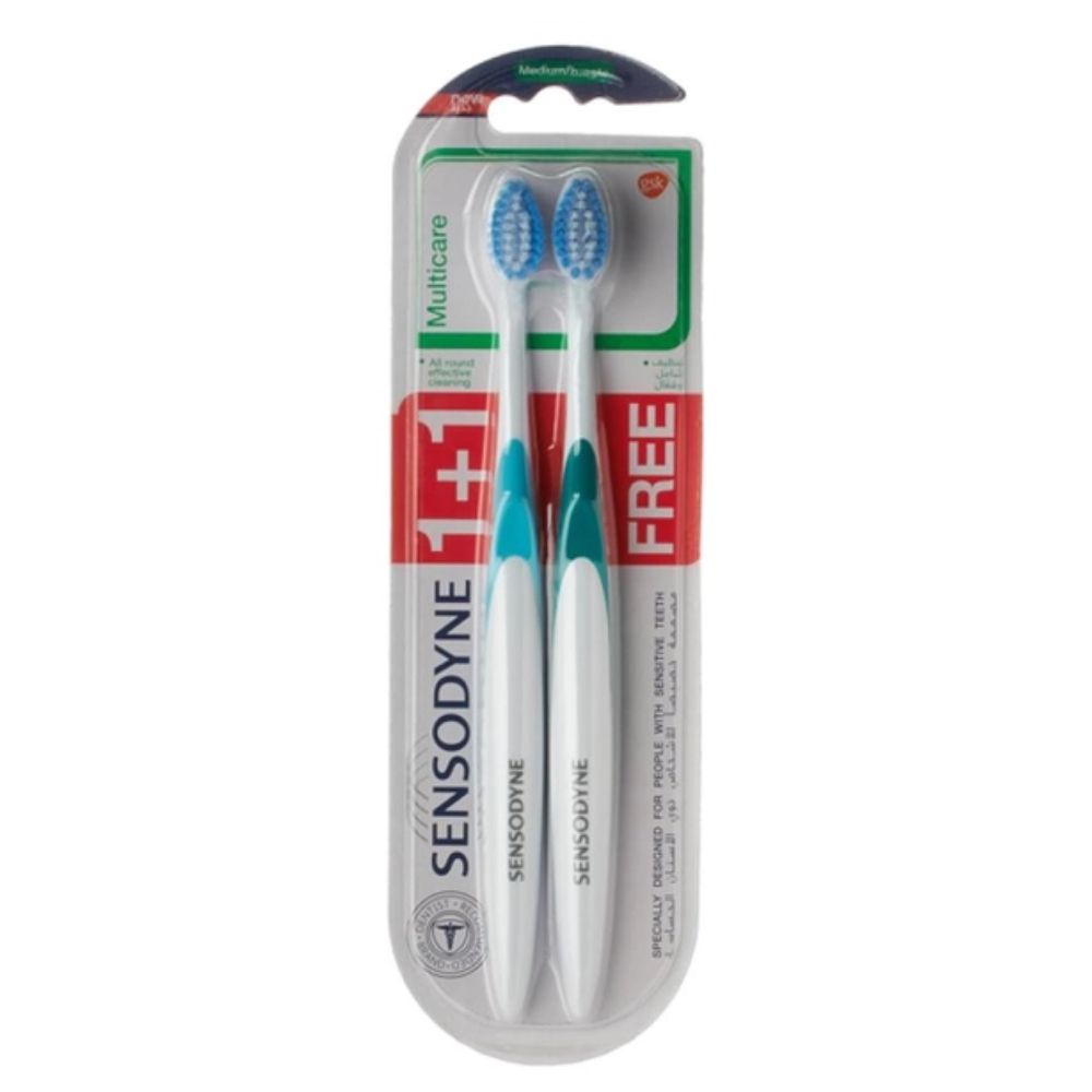 Sensodyne Multicare Toothbrush for Sensitive Teeth, Soft, Multi-Colour, 2 Pieces