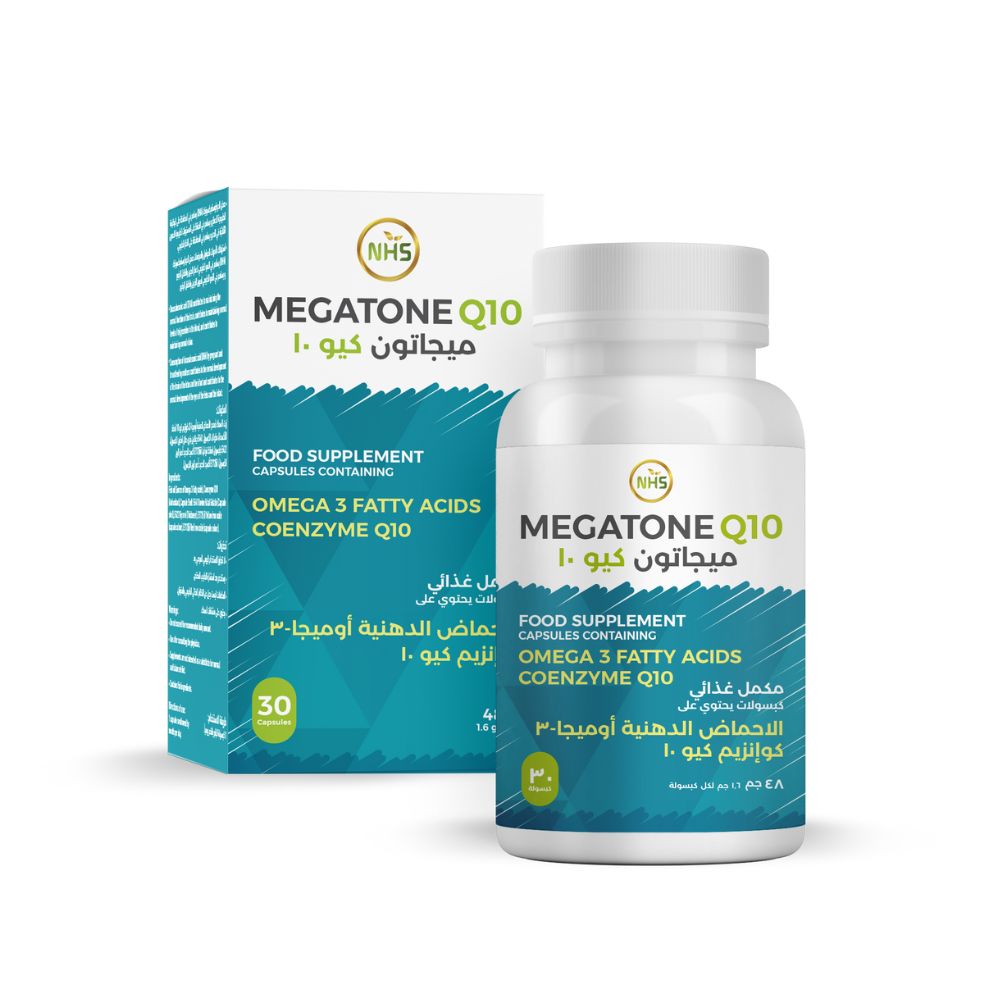 مكمل غذائي إن إتش إس ميجاتون كيو 10 و زيت سمك 30 كبسولة |  صيدلية.كوم.