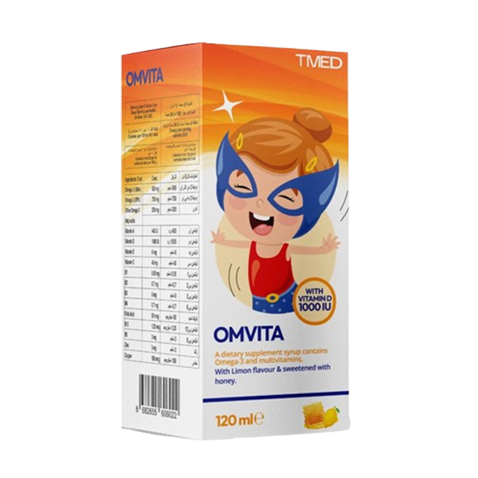 Omvita  Omega-3 & Multivitamins to Support Healthy Growth and Focus Children -Syrup 120 ml 