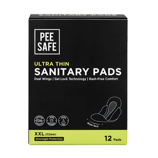 Pee Safe XX-Large Ultra Thin Sanitary Pads with Long Night Wings Extra 12 Pads