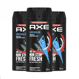 Offer Axe Adrenaline Spray Deodorant 150 ml×3