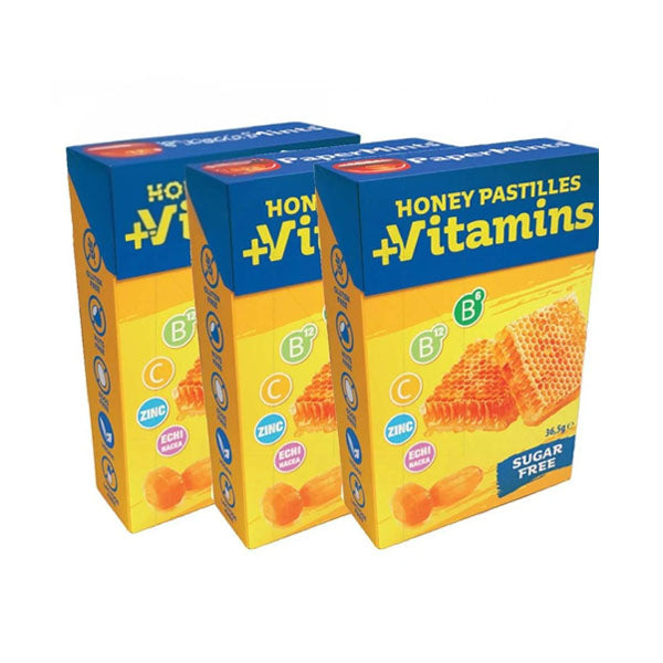 عرض بيبرمنتس حلوى ملطفة للحلق بالعسل والفيتامينات خالية من السكر 36.5 جم ×3.