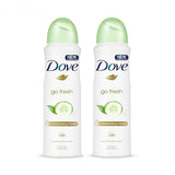 Offer Dove Go Fresh Deodorant Spray Cucumber & Green Tea 150 ml x 2