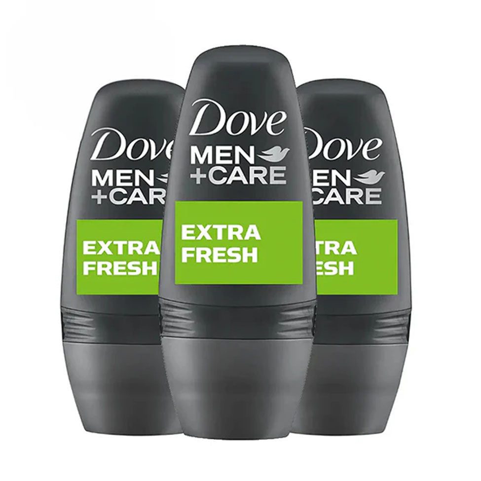 Offer Dove Men Care+ Deodorant Roll-on Extra Fresh 50 ml x 3