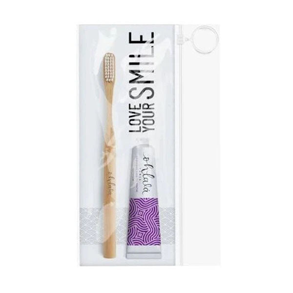 اولالا مجموعة السفر معجون اسنان بنفسجي بالنعناع 15مل + فرشاة الاسنان من الخيزران |  صيدلية.كوم.