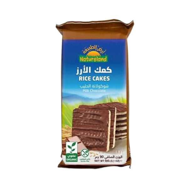 ارض الطبيعة كعك الأرز بالشوكولاته بالحليبب.