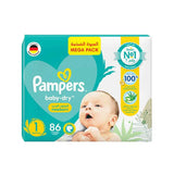 Pampers Baby-Dry Mega Pack Newborn Diapers with Aloe Lotion Size (1) 2-5 Kg 86 Count