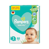 Pampers Baby-Dry Mega Pack Diapers with Aloe Vera Lotion Size (3) 6-10 Kg 88 Count