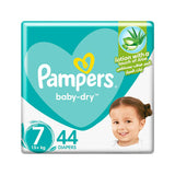 Pampers Baby Dry Diapers Mega Pack with Aloe Vera Lotion Size (7) 15+ Kg 44 Count