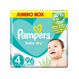 Pampers Baby-Dry Diapers with Aloe Lotion, Size (4), 9-14 Kg, 96 Count