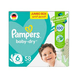 Pampers Baby Dry Diapers with Aloe Vera Lotion, Size (6), 13+ Kg, 58 Count