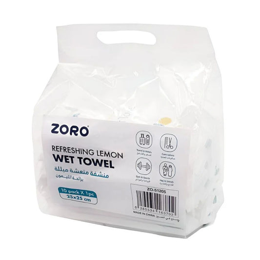 ZORO Refreshing Wet Towels with Lemon Scent 25 × 25 cm – 10 Pieces