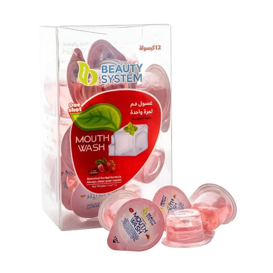 بيوتي سيستم غسول فم كبسولات بنكهة الفراولة 12 قطعة × 13 مل
