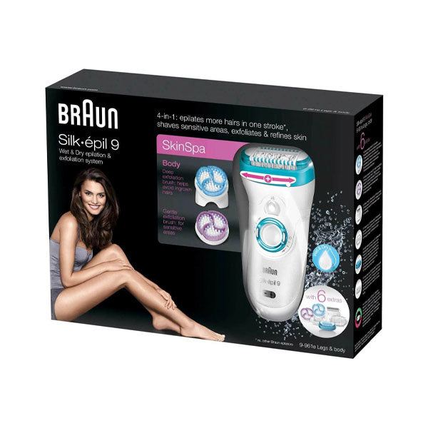 براون مزيل لشعر الساقين والجسم مع فرشاة للتقشير