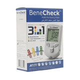 Benishek is a device for measuring diabetes, cholesterol and uric acid