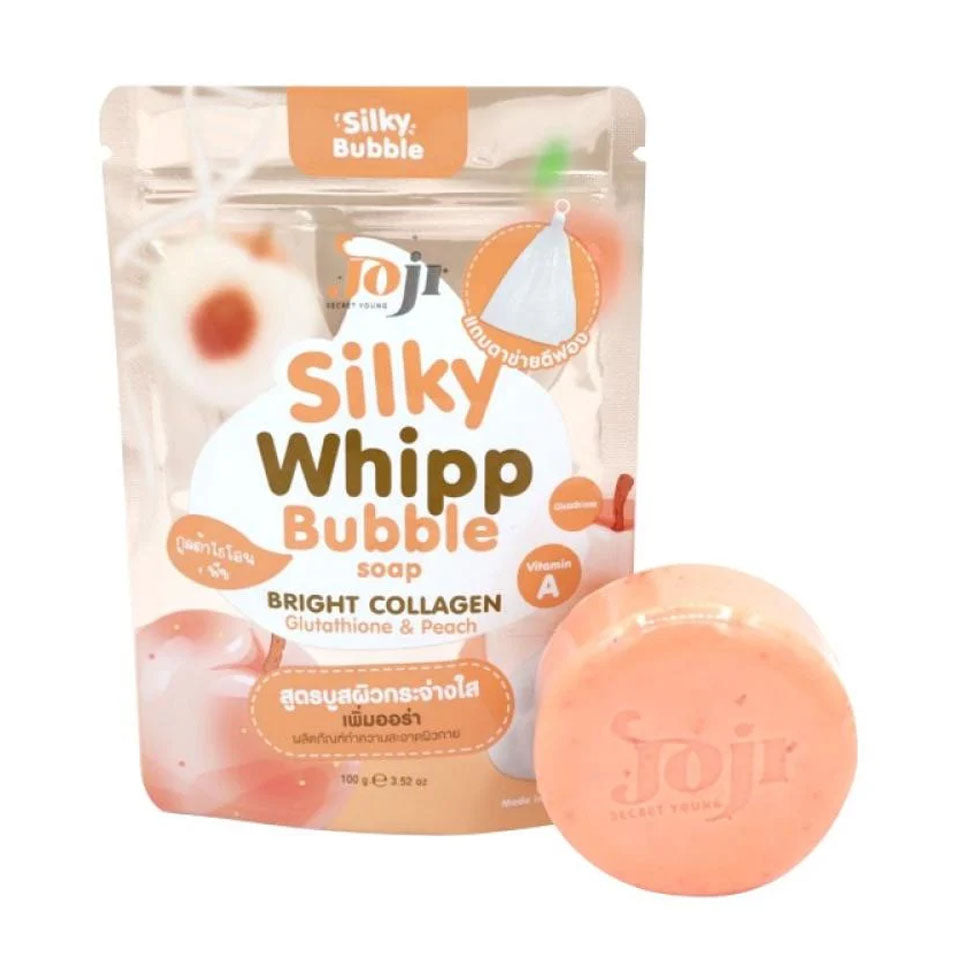 Joji Secret Young Silky Web Bubble Soap Bar with Glutathione and Peach 100g