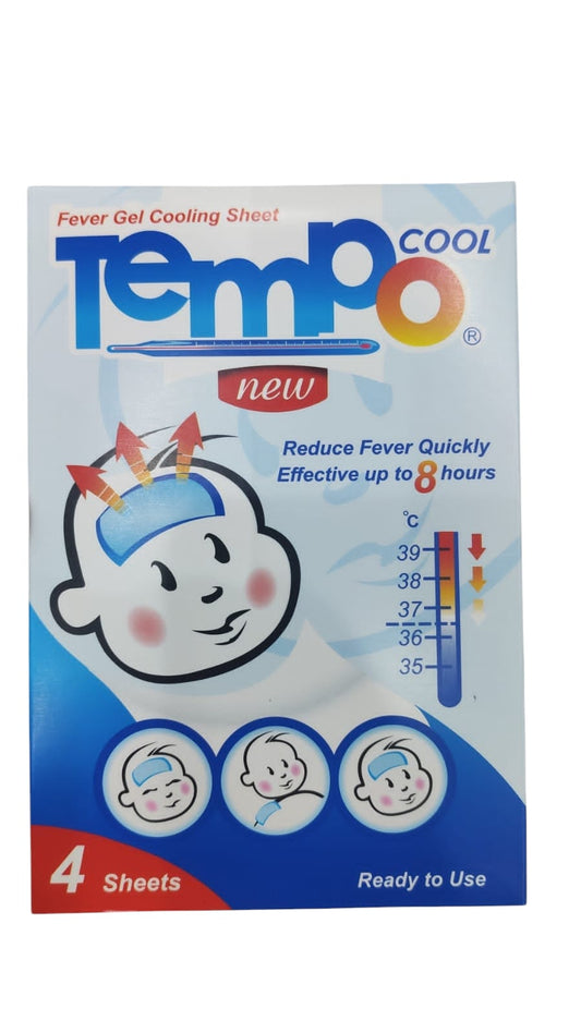 كمادات جل خافضة للحرارة 4 قطع من تيمبو كول