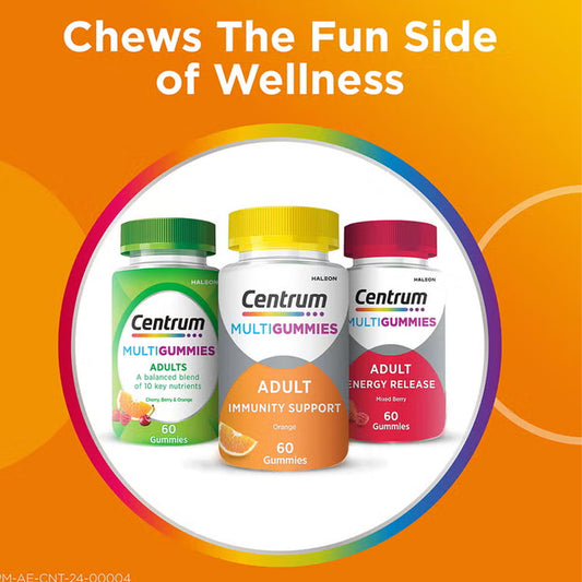سنتروم جاميز مكمل غذائي متعدد الفيتامنيات للبالغين بنكهة الكرز والتوت والبرتقال 60 قطعة |  صيدلية.كوم.