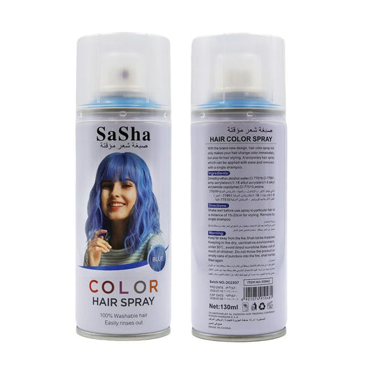 بخاخ صبغة شعر مؤقت باللون الأزرق من ساشا 130 مل |  صيدلية.كوم.