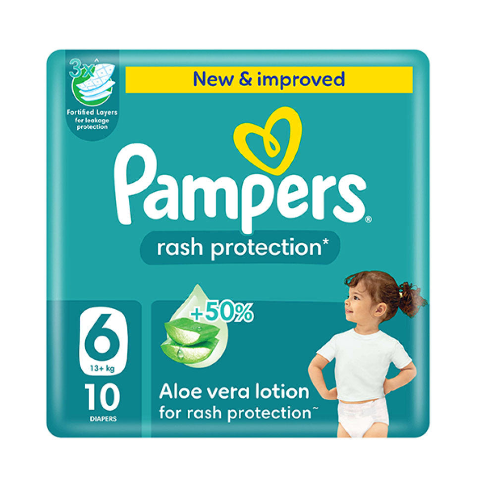 Pampers Rash Protection Taped Diapers Size 6 Pack 10 Count