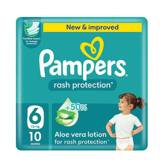 Pampers Rash Protection Taped Diapers Size 6 Pack 10 Count
