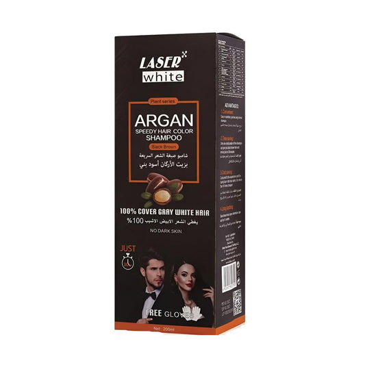 ليزر وايت شامبو صبغة شعر بزيت الارغان أسود بني 200 مل
