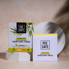 Pee Safe Organic Cotton and Bamboo Pulp Ultra Absorbent and Leak-Resistant Sanitary Pads, Regular Size, 10 Pads