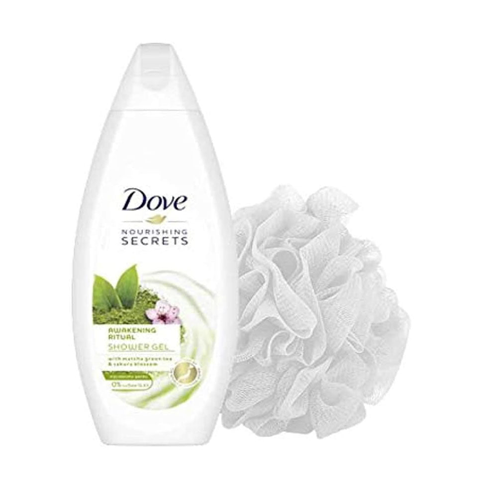 Dove shower wash matcha green tea and sakura flowers with loofah 250 ml