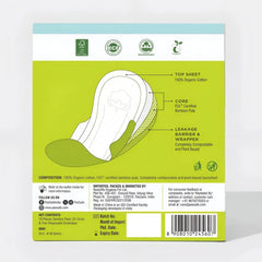 Pee Safe Organic Cotton and Bamboo Pulp Ultra Absorbent and Leak-Resistant Sanitary Pads, Large Night Size, 10 Pads