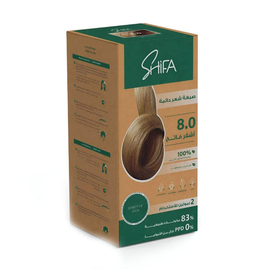 شفاء صبغة شعر دائمة 8.0 اشقر فاتح 100 مل