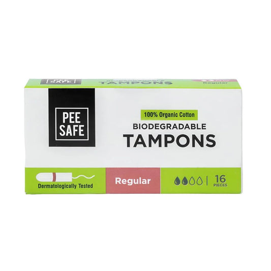 Pee Safe Comfortable Organic Cotton Swabs, No Stains, Regular Size, 16 Pieces
