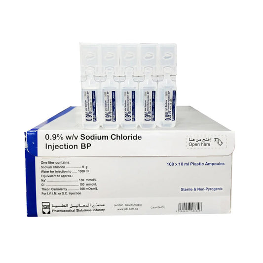 محلول ملح انبول نورمال سلاين صوديوم كلورايد انجكشن 0.9 % حجم 10 مل × 70 حبة