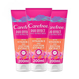 Offer Carefree Double Action Wash with Vitamin E and Cotton Extract 200 ml x3