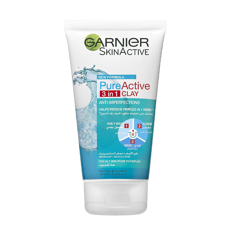 جارنييه غسول بيور اكتف 3 في 1 للبشرة الدهنية 