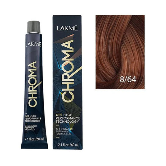 Lakme Chroma Ammonia Free Hair Color Light Copper Chestnut Blonde No. 8/64 - 60 ml